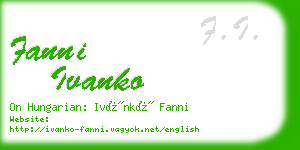 fanni ivanko business card